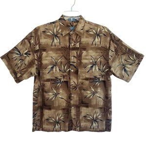 Men's Kaylua Bay Hawaiian Khaki Tropical Palm Leaf Shirt LG. NWT.